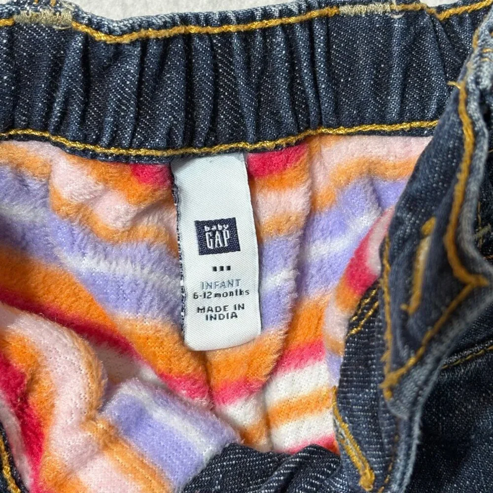 Infant Baby Girl 6-9 M Flannel Fleece Lined Jeans Lot of 2 pants - Picture 9 of 11